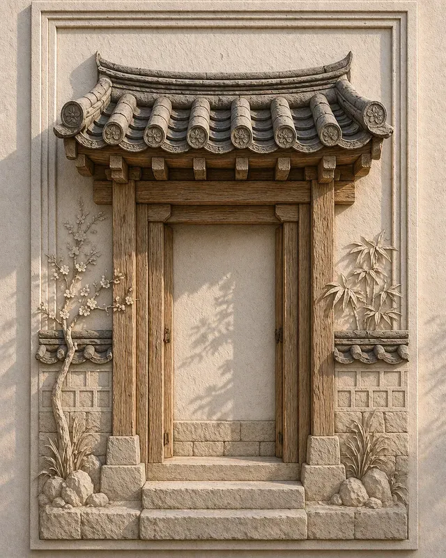Hanok Panel Ls Hanok Shadow Relief Panels ChatGPT Image Prompt | PromptBase