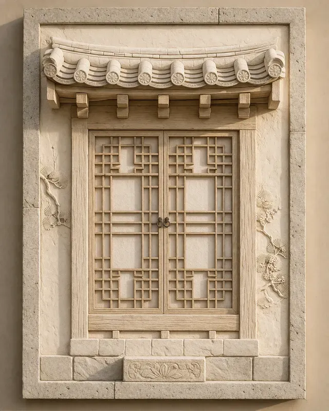 Hanok Panel Ls Hanok Shadow Relief Panels ChatGPT Image Prompt | PromptBase
