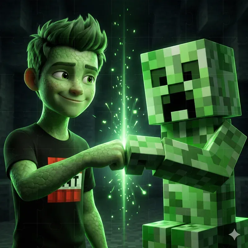 Minecraftbuimp Design 3D Minecraft Fist Bump Art Gemini Image Prompt | PromptBase