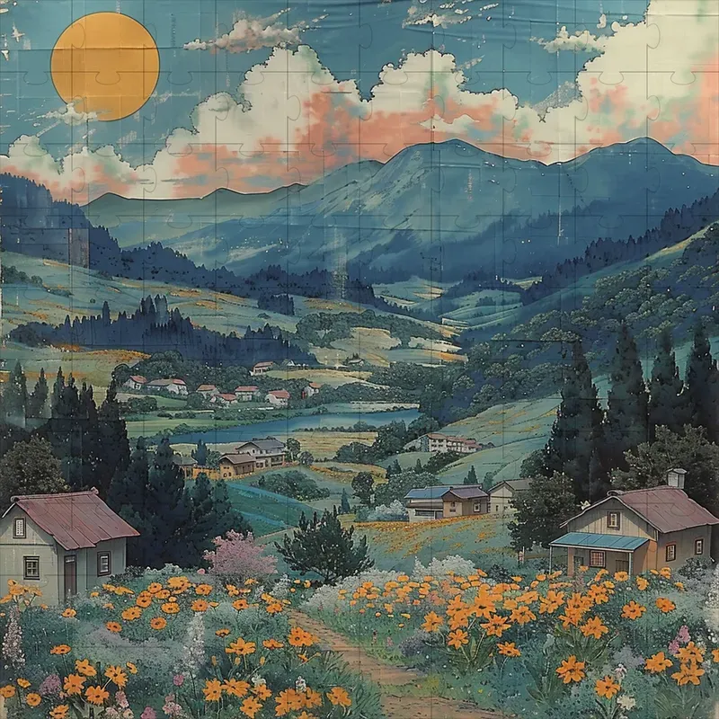 Murals Vibrant Storybook Scenes Art Midjourney Prompt | PromptBase