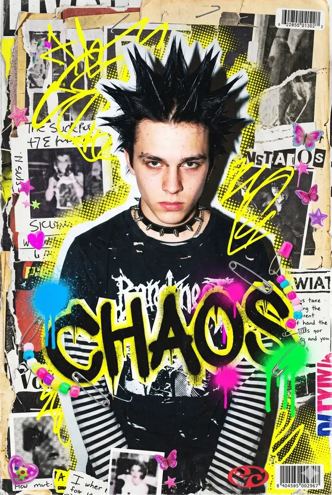 Y2k Teen Zine Chaotic Scrapbooks Gemini Image Prompt | PromptBase