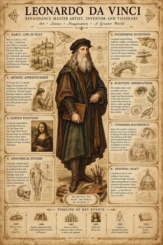 Perfect Bio Infographic Vintage Biography Infographics ChatGPT Image Prompt | PromptBase