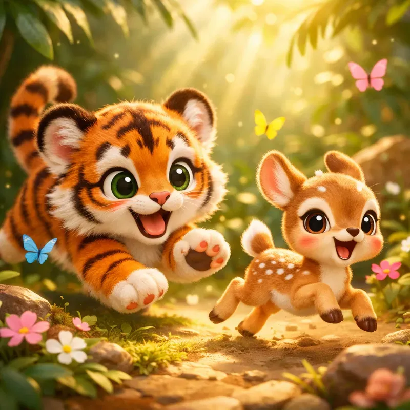 Cute Predator Prey Storybook Scenes ChatGPT Image Prompt | PromptBase