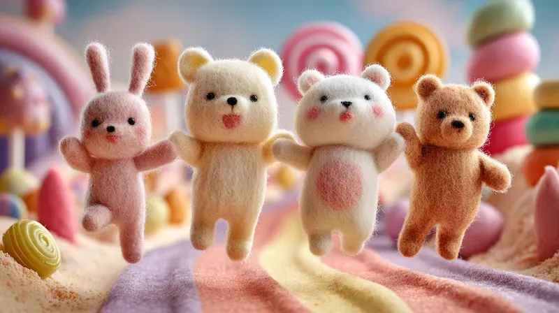 Felt Art Joyful Animal Friends Midjourney Prompt | PromptBase