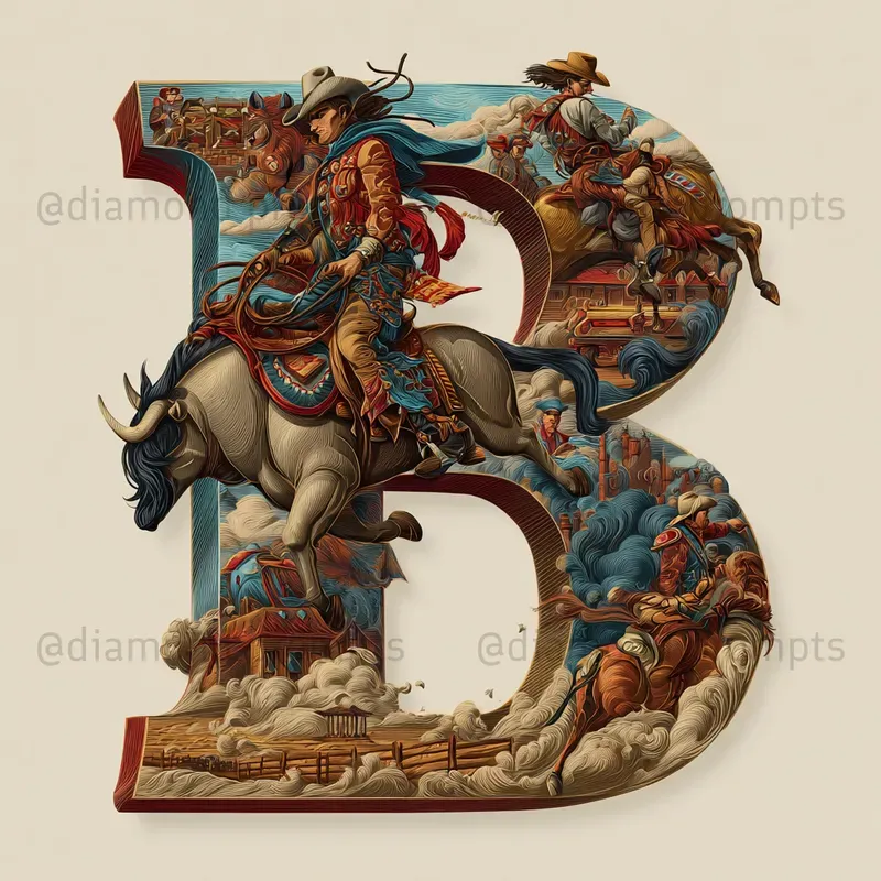 Rodeo Alphabet Letters Midjourney Prompt | PromptBase