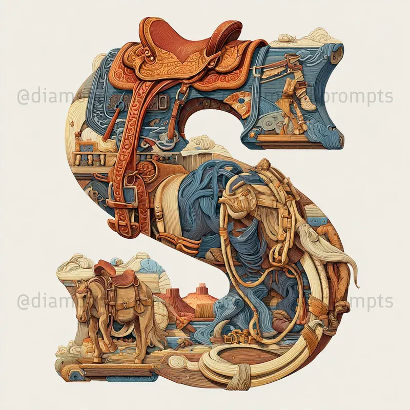 Rodeo Alphabet Letters Midjourney Prompt | PromptBase