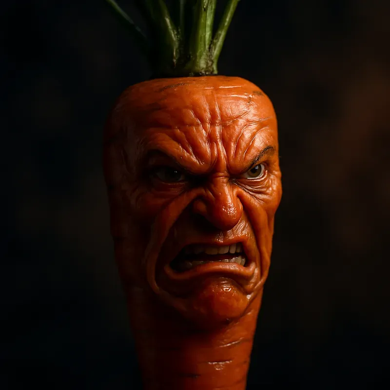 Angry Humanfaced Food Art ChatGPT Image Prompt | PromptBase