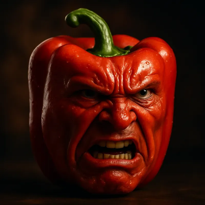 Angry Humanfaced Food Art ChatGPT Image Prompt | PromptBase