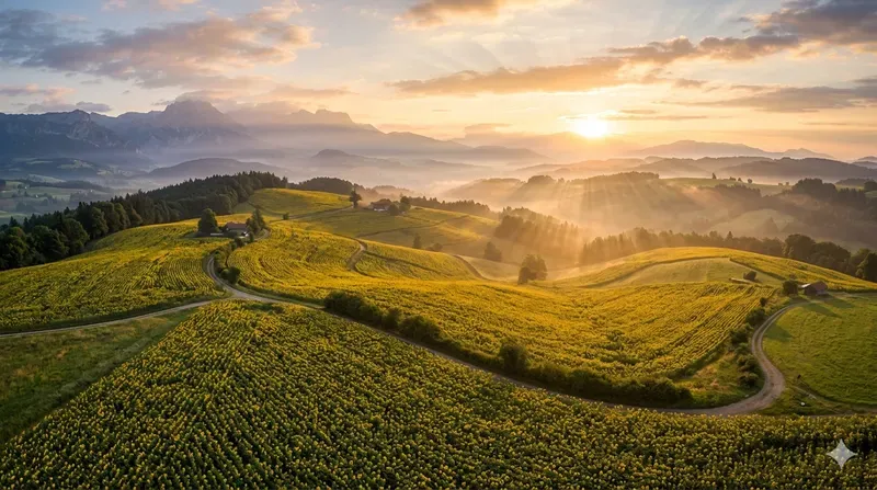 Cinematic Spring Aerial Landscapes Gemini Image Prompt | PromptBase