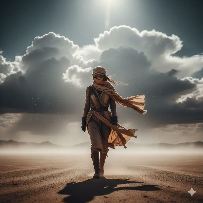 Desert Survival Realistic Cinematics Gemini Image Prompt | PromptBase