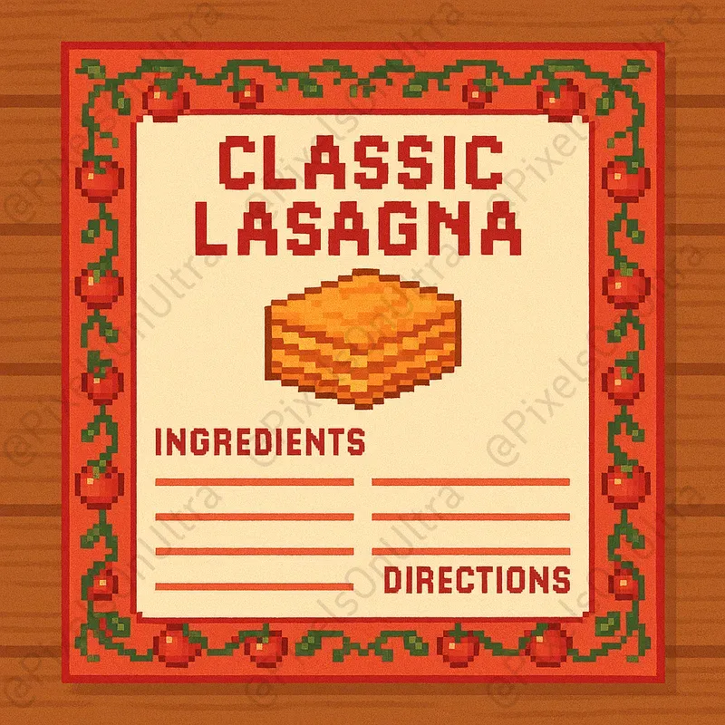 Pixel Art Cooking Recipe Menu Cards ChatGPT Image Prompt | PromptBase