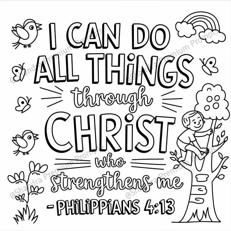 Bible Verses Coloring Books For Kids Pages Ideogram Prompt | PromptBase