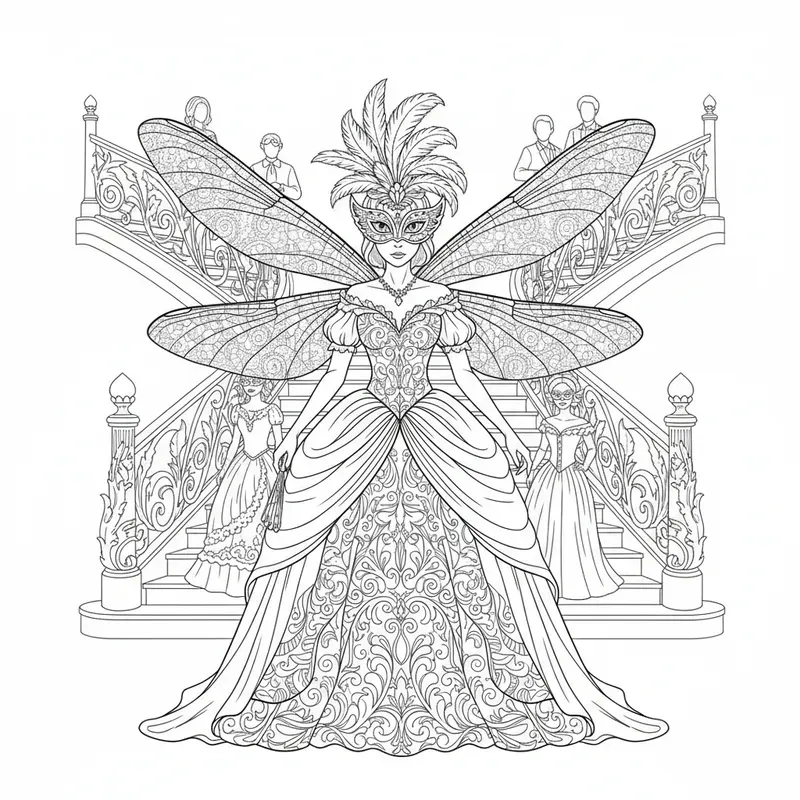 Masquerade Looking Insect Insect Masquerade Coloring Pages Gemini Image Prompt | PromptBase