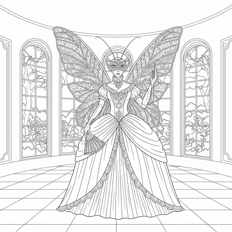 Masquerade Looking Insect Insect Masquerade Coloring Pages Gemini Image Prompt | PromptBase