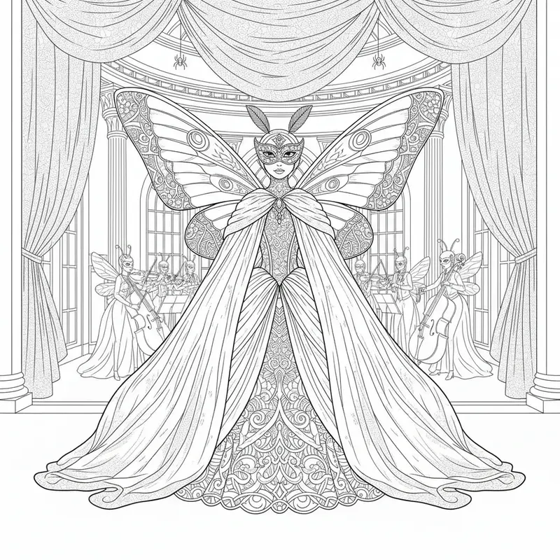 Masquerade Looking Insect Insect Masquerade Coloring Pages Gemini Image Prompt | PromptBase