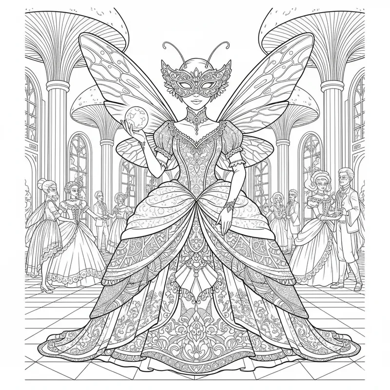 Masquerade Looking Insect Insect Masquerade Coloring Pages Gemini Image Prompt | PromptBase