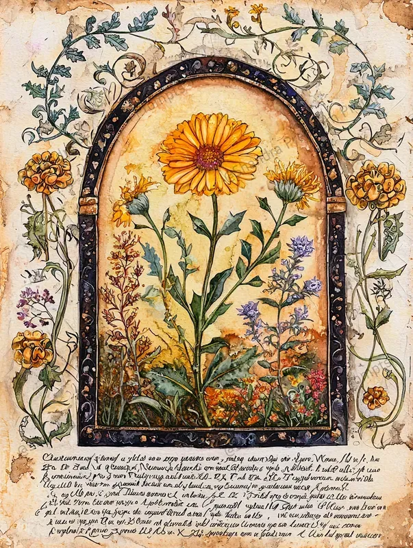 Medieval Botanical Illuminated Manuscripts Midjourney Prompt | PromptBase