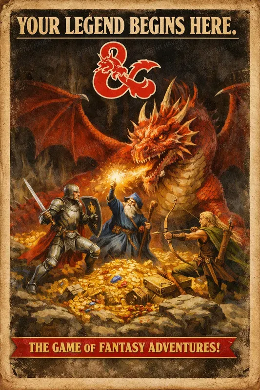 Dungeons Dragons Vintage Ads Posters ChatGPT Image Prompt | PromptBase