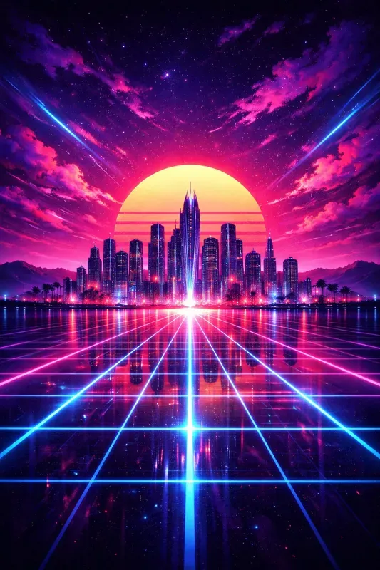 1980s Neon Synthwave Poster Art ChatGPT Image Prompt | PromptBase