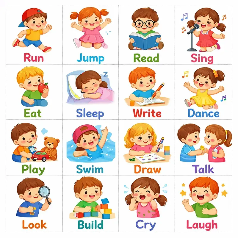 Kids English Verb Action Posters ChatGPT Image Prompt | PromptBase