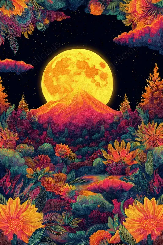 Psychedelic Landscape Wallpapers Midjourney Prompt | PromptBase