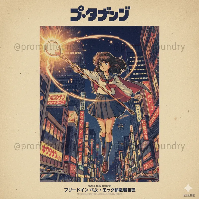 Retro Anime Poster Generators Gemini Image Prompt | PromptBase