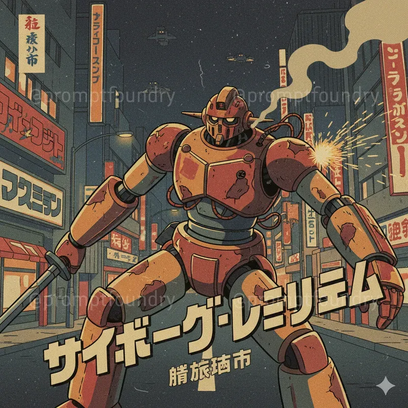 Retro Anime Poster Generators Gemini Image Prompt | PromptBase