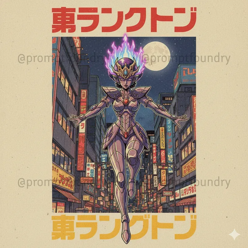 Retro Anime Poster Generators Gemini Image Prompt | PromptBase