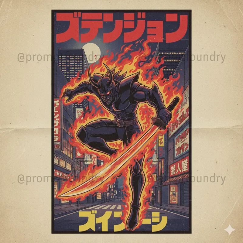 Retro Anime Poster Generators Gemini Image Prompt | PromptBase