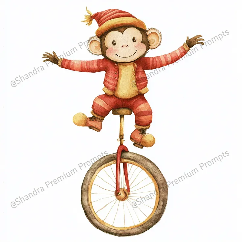 Cute Circus Party Watercolor Cliparts Midjourney Prompt | PromptBase