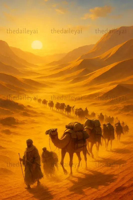 Cinematic Desert Caravan Scenes ChatGPT Image Prompt | PromptBase