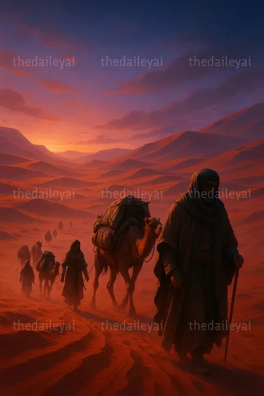 Cinematic Desert Caravan Scenes ChatGPT Image Prompt | PromptBase