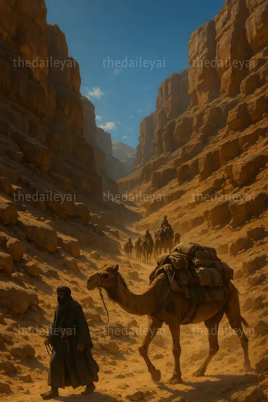 Cinematic Desert Caravan Scenes ChatGPT Image Prompt | PromptBase