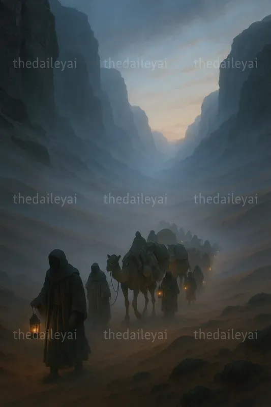 Cinematic Desert Caravan Scenes ChatGPT Image Prompt | PromptBase