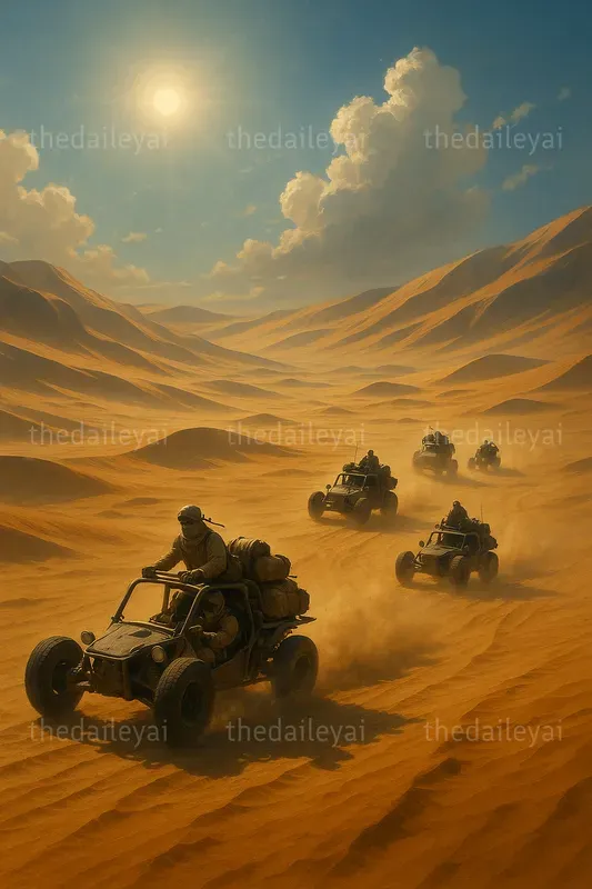 Cinematic Desert Caravan Scenes ChatGPT Image Prompt | PromptBase