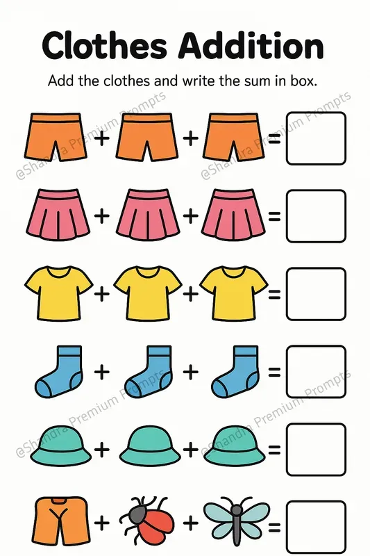 Fun Addition Templates For Little Kids ChatGPT Image Prompt | PromptBase