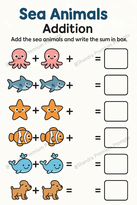 Fun Addition Templates For Little Kids ChatGPT Image Prompt | PromptBase