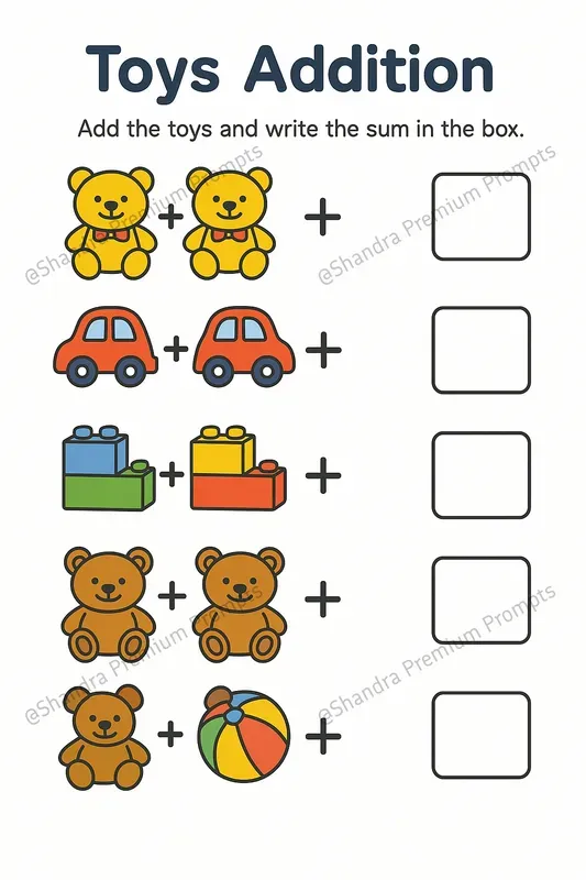 Fun Addition Templates For Little Kids ChatGPT Image Prompt | PromptBase