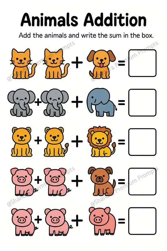 Fun Addition Templates For Little Kids ChatGPT Image Prompt | PromptBase