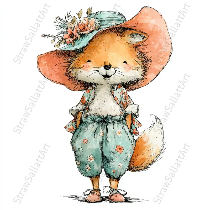 Whimsical Summer Clipart Animals Kids Art Midjourney Prompt | PromptBase