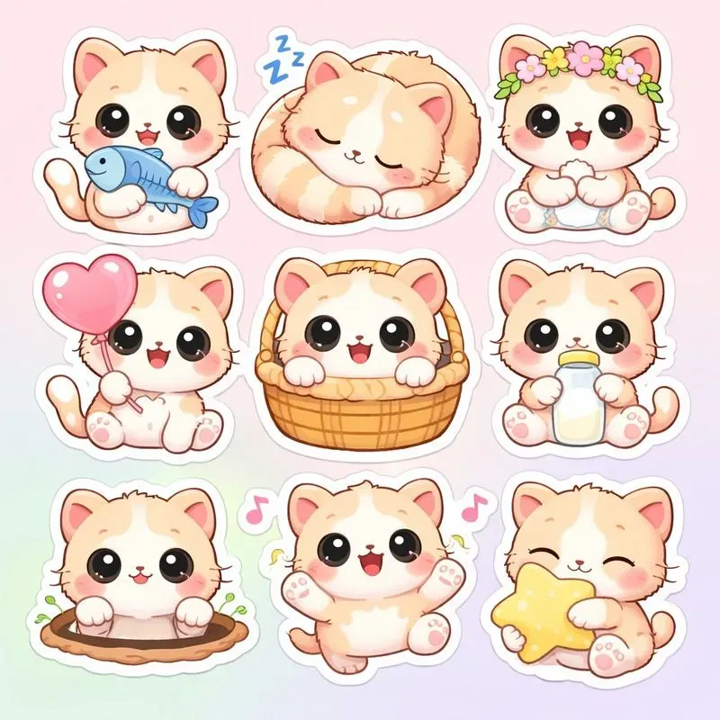 Cute Kawaii Animal Sticker Sheet Sets ChatGPT Image Prompt | PromptBase