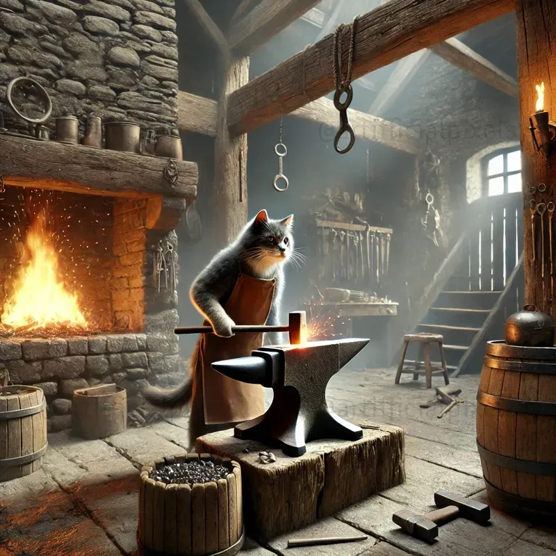 Medieval Blacksmith Animal Photos DALL·E Prompt | PromptBase