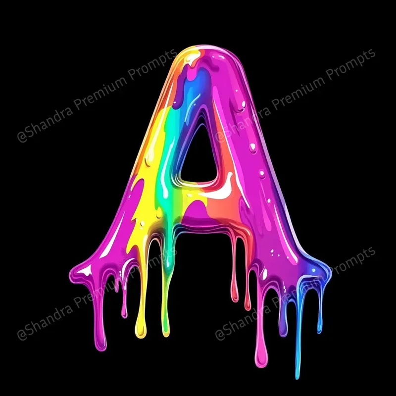 Colorful Dripping Letters Alphabets Midjourney Prompt | PromptBase