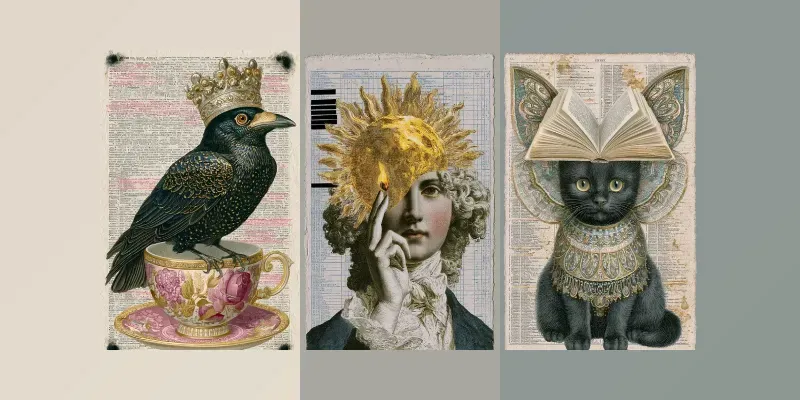 Gilded Manuscript Collage Art generated by undefined