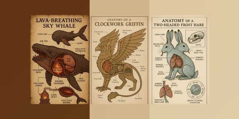 Fantasy Creature Anatomy Posters generated by undefined