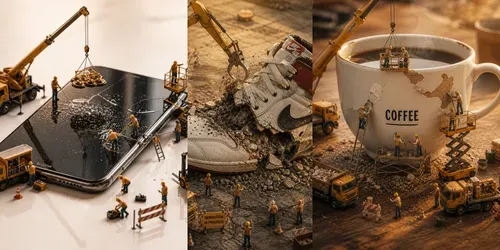 Miniature Construction Product Scenes generated by chatgpt-image