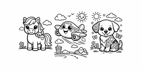 Kids Coloring Pages 3 Style Bundles generated by chatgpt-image