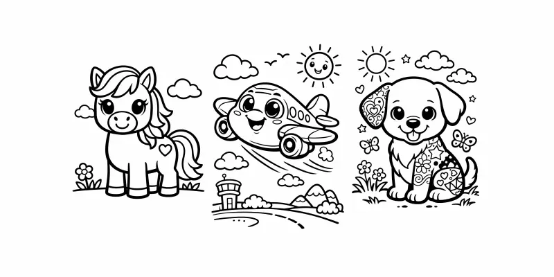 Kids Coloring Pages 3 Style Bundles generated by undefined
