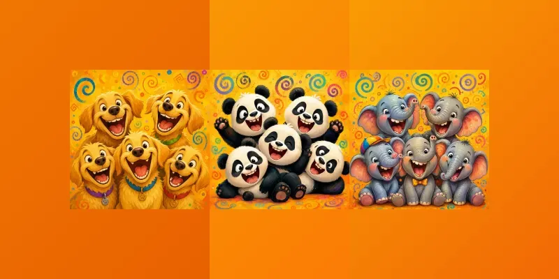 Whimsical Laughing Animal Groups generated by undefined