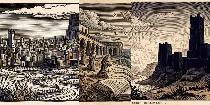 Surreal Woodcut Anime Landscapes